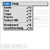 Standard Edit menu commands