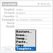 Select Template command
