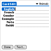 Card Edit screen